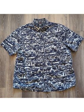 Alaskan Hardgear Vented Button-Up Fishing Shirt Mountain Print Men's SZ XL